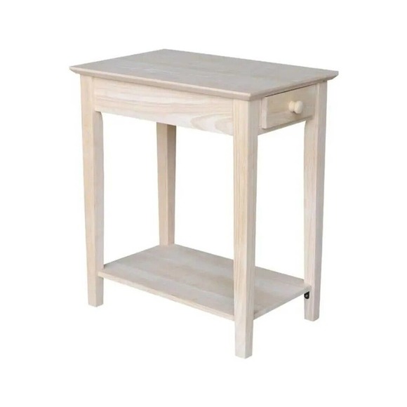 Whitewood Industries Other - Whitewood Industries End Table Unfinished White Wash Storage Drawer 25 in. H